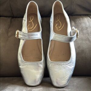 Sam Edelman Silver Metallic Flats with Strap